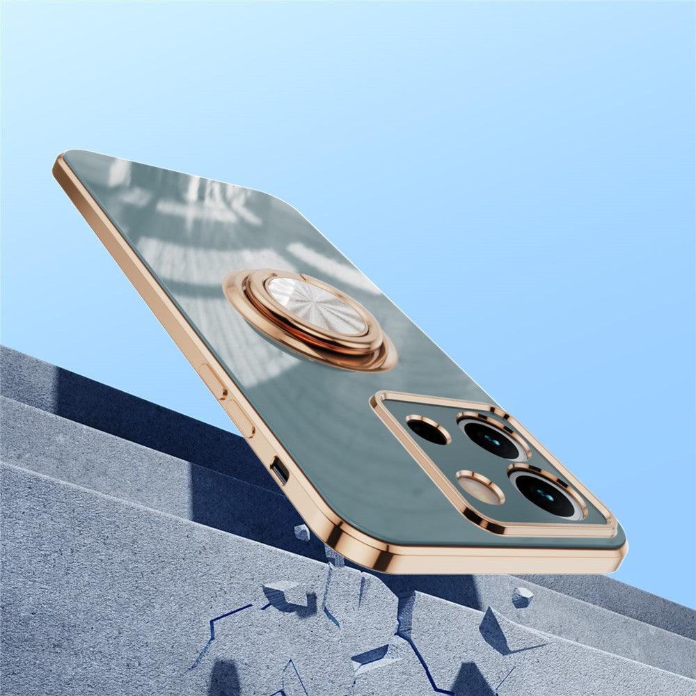 For Xiaomi Redmi Note 13 Pro 5G / Poco X6 5G Case Precise Cutouts 6D Electroplating TPU Phone Cover with Ring Holder