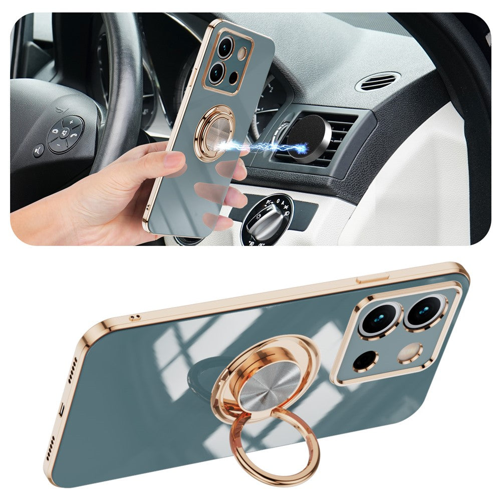 For Xiaomi Redmi Note 13 Pro 5G / Poco X6 5G Case Precise Cutouts 6D Electroplating TPU Phone Cover with Ring Holder