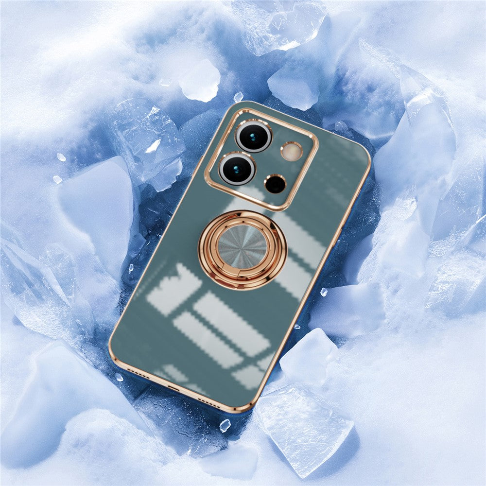 For Xiaomi Redmi Note 13 Pro 5G / Poco X6 5G Case Precise Cutouts 6D Electroplating TPU Phone Cover with Ring Holder