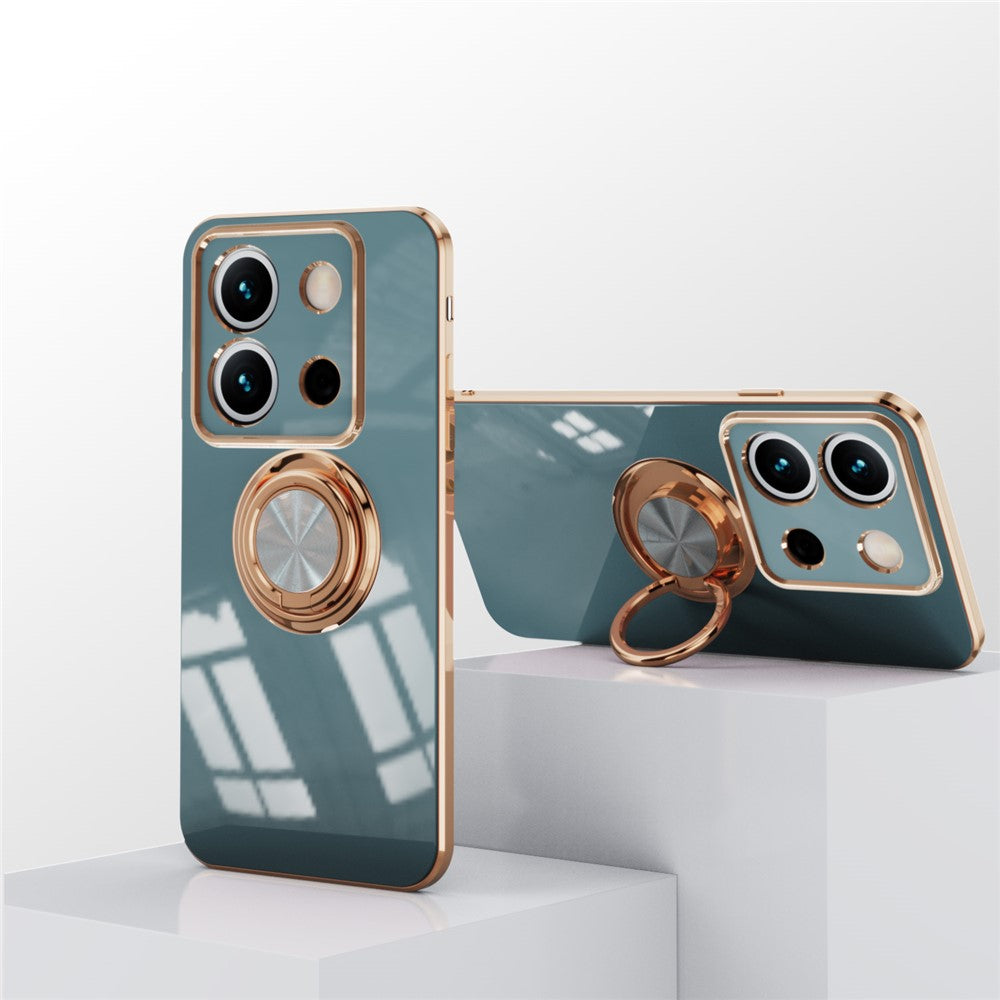 For Xiaomi Redmi Note 13 Pro 5G / Poco X6 5G Case Precise Cutouts 6D Electroplating TPU Phone Cover with Ring Holder