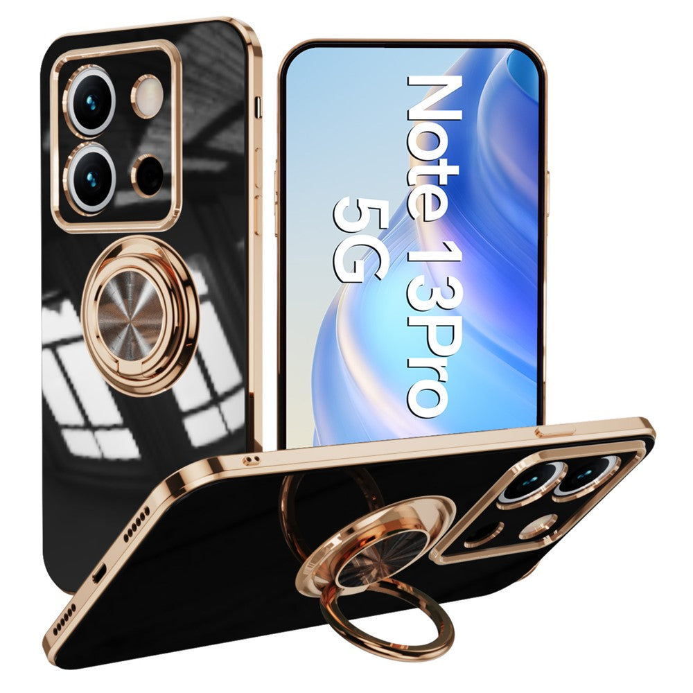 For Xiaomi Redmi Note 13 Pro 5G / Poco X6 5G Case Precise Cutouts 6D Electroplating TPU Phone Cover with Ring Holder
