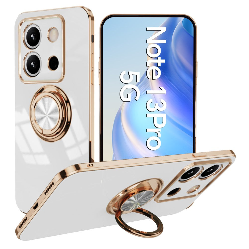 For Xiaomi Redmi Note 13 Pro 5G / Poco X6 5G Case Precise Cutouts 6D Electroplating TPU Phone Cover with Ring Holder