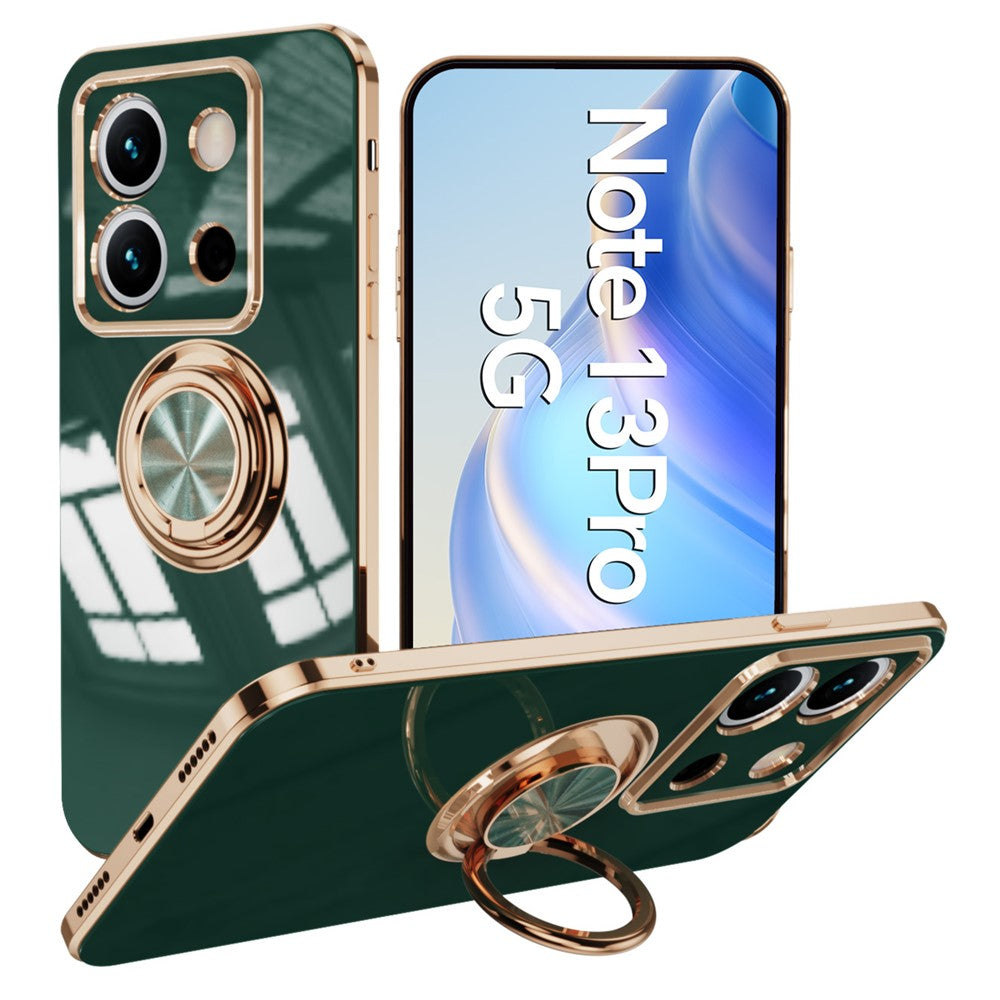 For Xiaomi Redmi Note 13 Pro 5G / Poco X6 5G Case Precise Cutouts 6D Electroplating TPU Phone Cover with Ring Holder