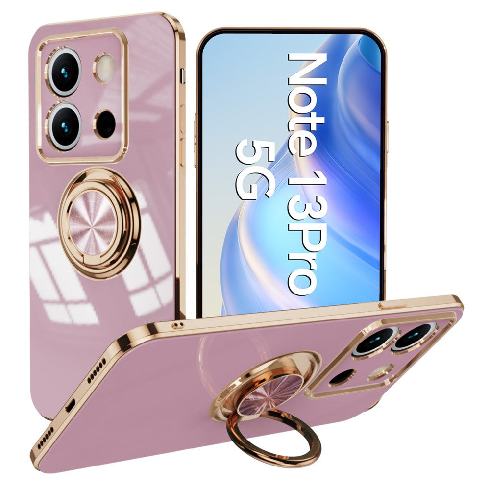 For Xiaomi Redmi Note 13 Pro 5G / Poco X6 5G Case Precise Cutouts 6D Electroplating TPU Phone Cover with Ring Holder