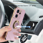 For Xiaomi 13T / 13T Pro Case Precise Cutouts 6D Electroplating TPU Phone Cover with Ring Holder