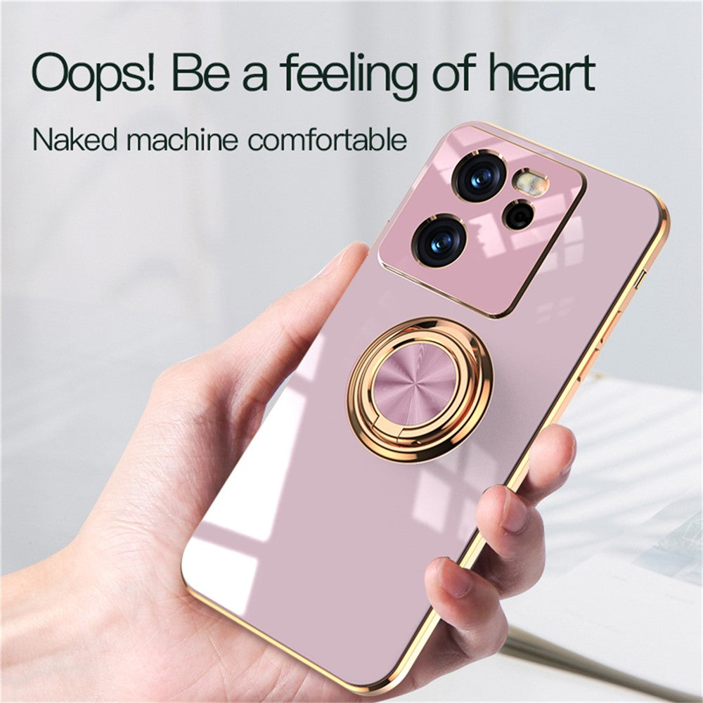 For Xiaomi 13T / 13T Pro Case Precise Cutouts 6D Electroplating TPU Phone Cover with Ring Holder