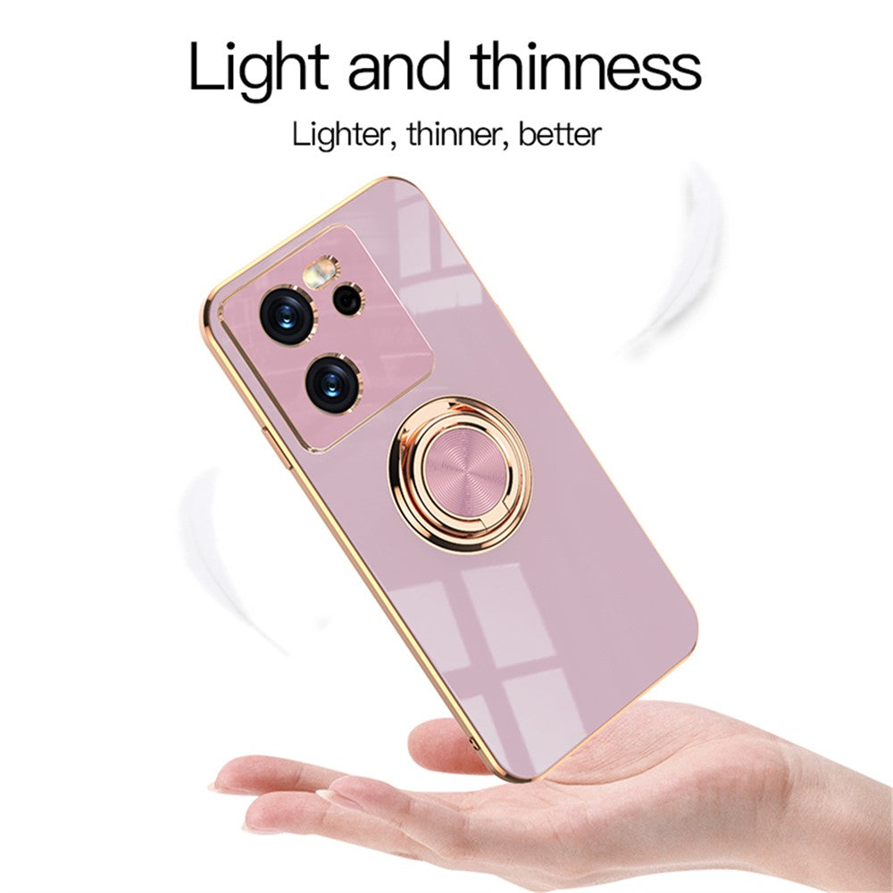 For Xiaomi 13T / 13T Pro Case Precise Cutouts 6D Electroplating TPU Phone Cover with Ring Holder