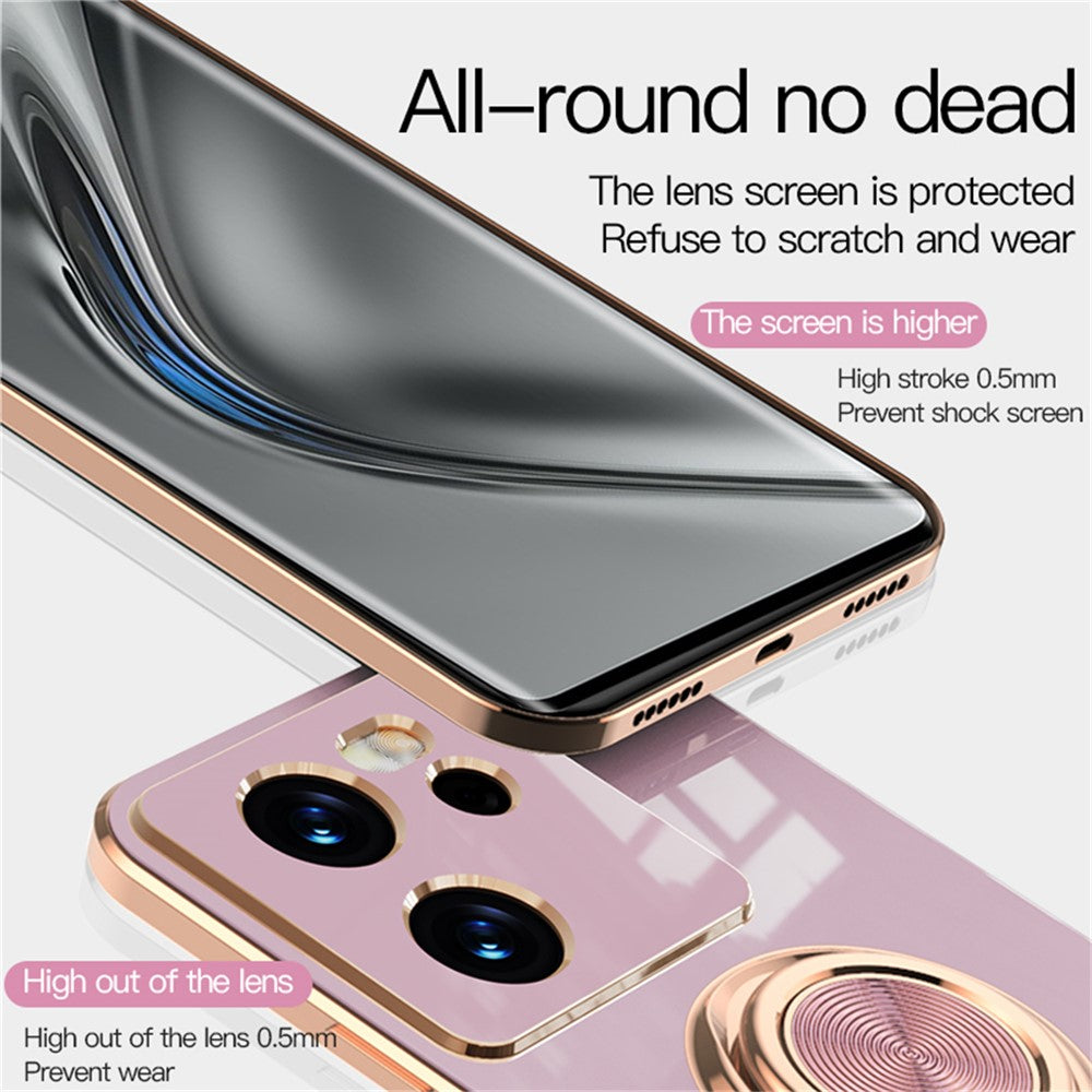 For Xiaomi 13T / 13T Pro Case Precise Cutouts 6D Electroplating TPU Phone Cover with Ring Holder