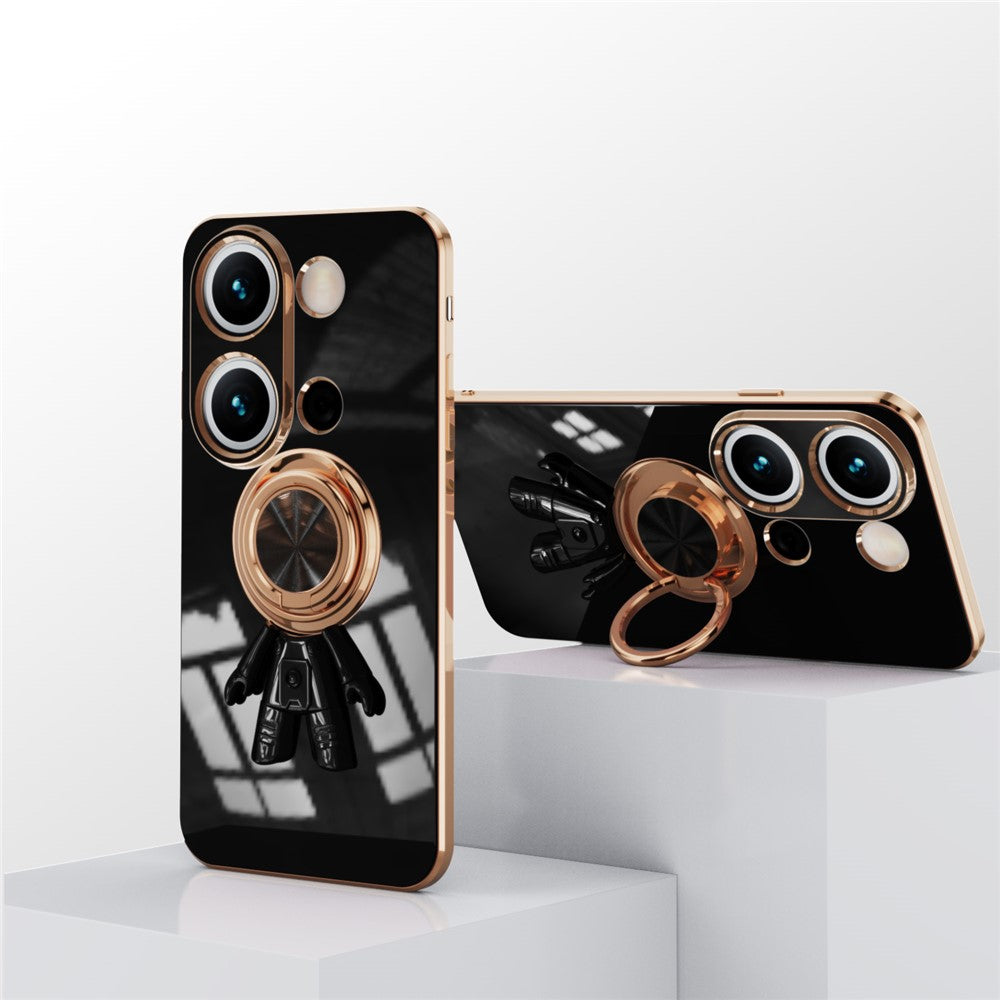 For Xiaomi Redmi Note 13 4G Case with Astronaut Ring Kickstand 6D Electroplating TPU Phone Cover