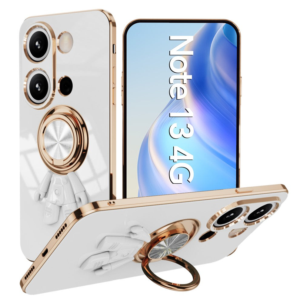 Xiaomi Redmi Note 13 4G-skal med astronautring, stativ, 6D-galvaniserat TPU-mobilskal