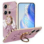 For Xiaomi Redmi Note 13 4G Case with Astronaut Ring Kickstand 6D Electroplating TPU Phone Cover