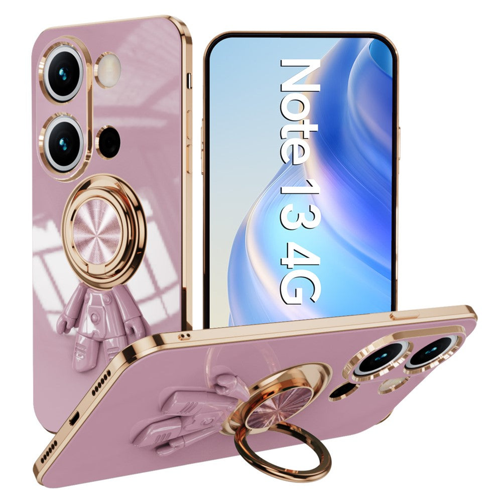 For Xiaomi Redmi Note 13 4G Case with Astronaut Ring Kickstand 6D Electroplating TPU Phone Cover