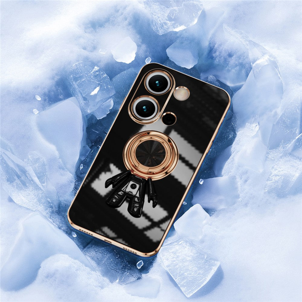 For Xiaomi Redmi Note 13 Pro 4G / Poco M6 Pro 4G Case with Astronaut Ring Kickstand 6D Electroplating TPU Phone Cover