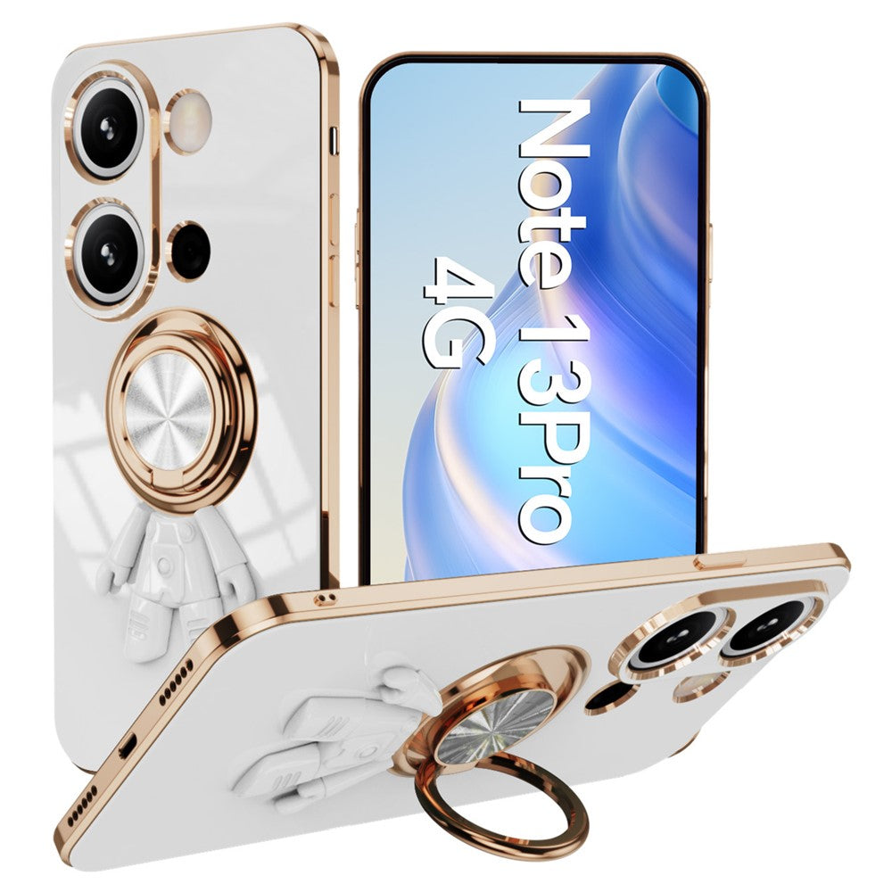 Xiaomi Redmi Note 13 Pro 4G / Poco M6 Pro 4G-skal med astronautring, stativ, 6D-galvaniserat TPU-mobilskal
