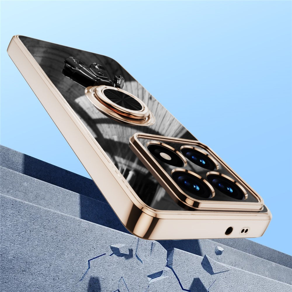 For Xiaomi 14T Case with Astronaut Ring Kickstand 6D Electroplating TPU Phone Cover