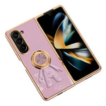 For Samsung Galaxy Z Fold5 5G Case with Astronaut Ring Kickstand 6D Electroplating TPU Phone Cover