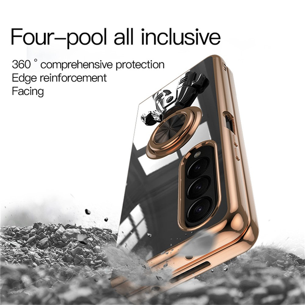 For Samsung Galaxy Z Fold5 5G Case with Astronaut Ring Kickstand 6D Electroplating TPU Phone Cover