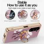 For Samsung Galaxy Z Fold5 5G Case with Astronaut Ring Kickstand 6D Electroplating TPU Phone Cover