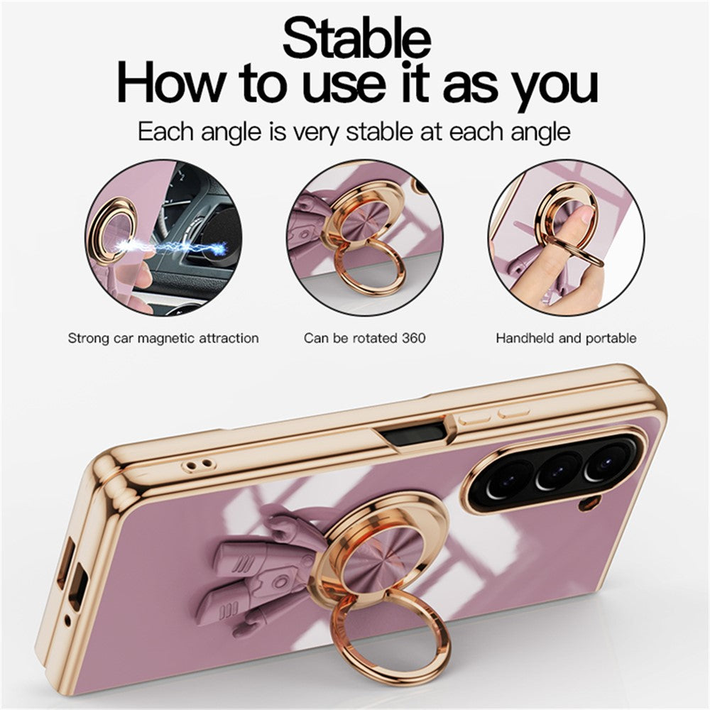 For Samsung Galaxy Z Fold5 5G Case with Astronaut Ring Kickstand 6D Electroplating TPU Phone Cover