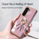 For Samsung Galaxy Z Fold5 5G Case with Astronaut Ring Kickstand 6D Electroplating TPU Phone Cover