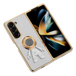 For Samsung Galaxy Z Fold5 5G Case with Astronaut Ring Kickstand 6D Electroplating TPU Phone Cover