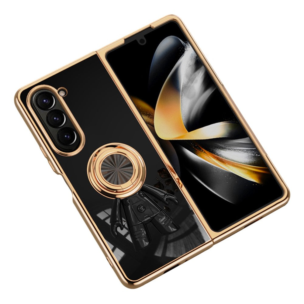 For Samsung Galaxy Z Fold5 5G Case with Astronaut Ring Kickstand 6D Electroplating TPU Phone Cover