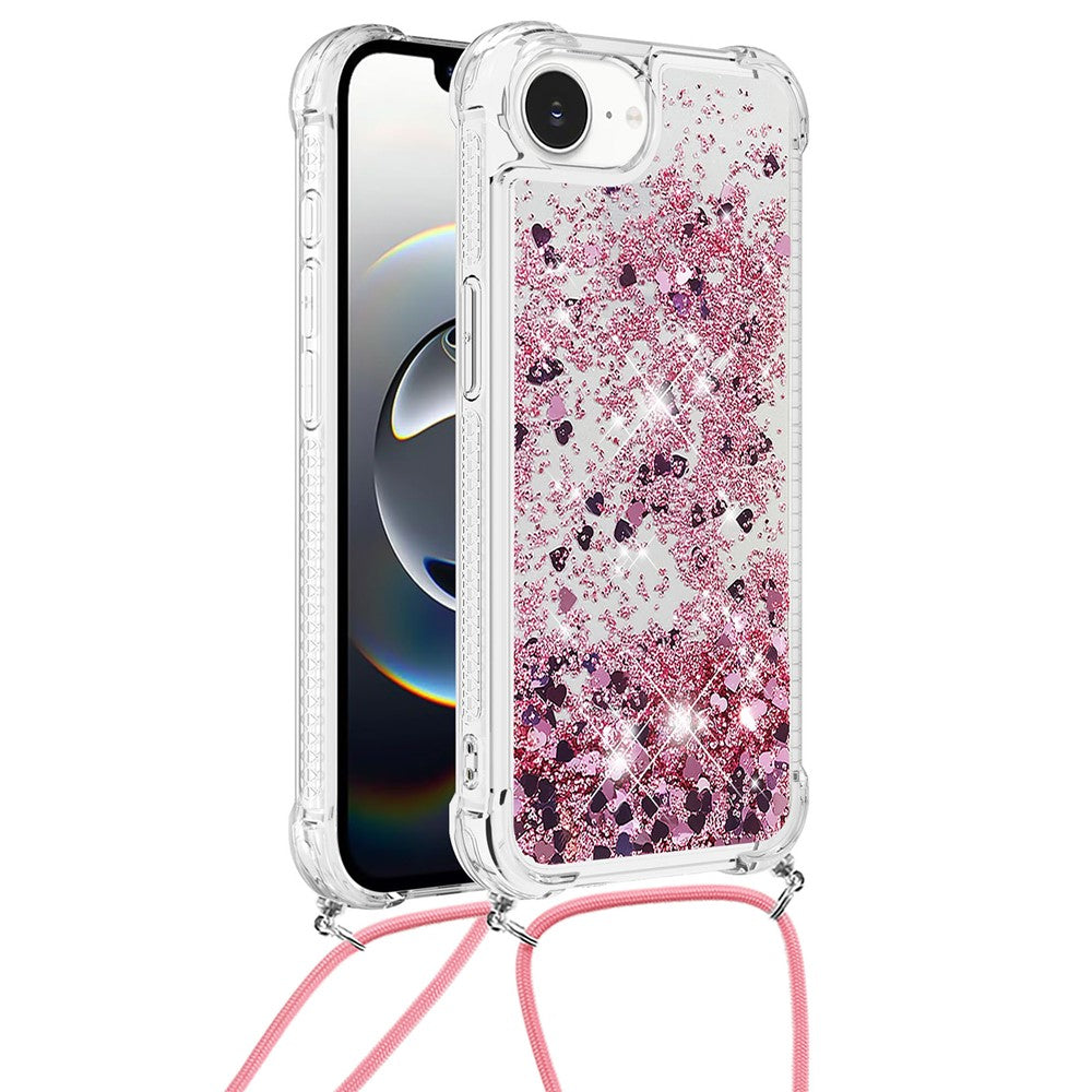 iPhone 17e/16e TPU-skal med quicksand-design och rem