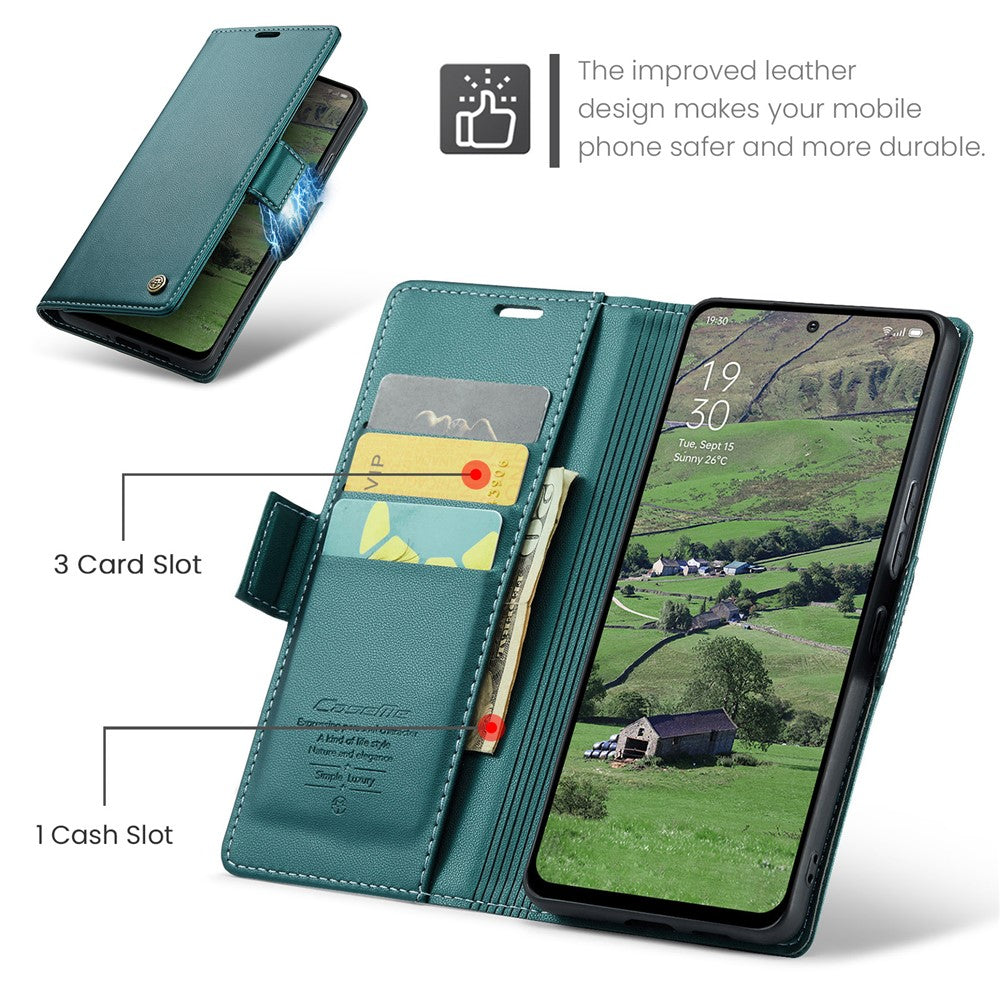 CASEME För Oppo Reno13 5G (Global) Skal 023 Serien RFID-blockerande Läderplånboksfodral med Stativ