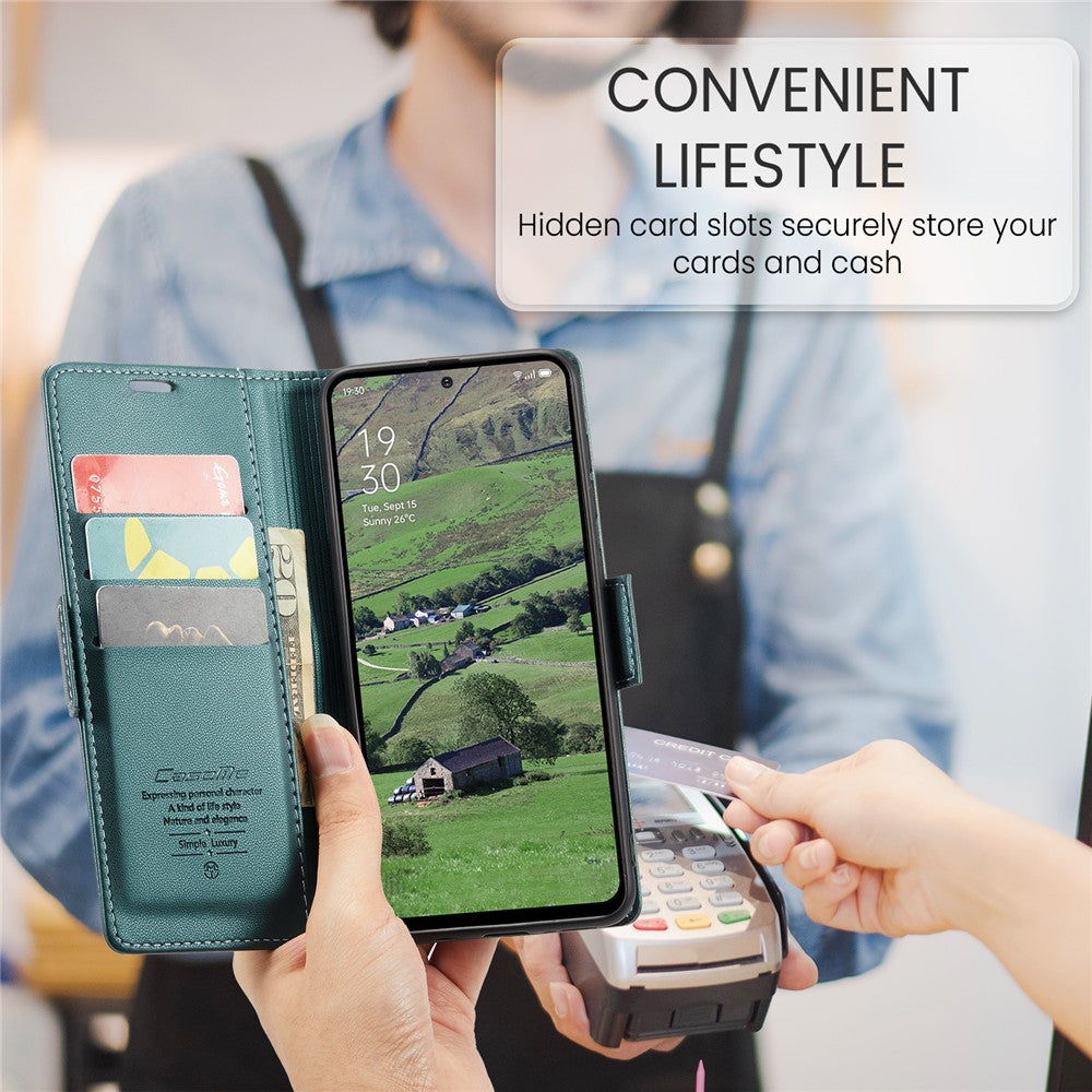 CASEME För Oppo Reno13 5G (Global) Skal 023 Serien RFID-blockerande Läderplånboksfodral med Stativ