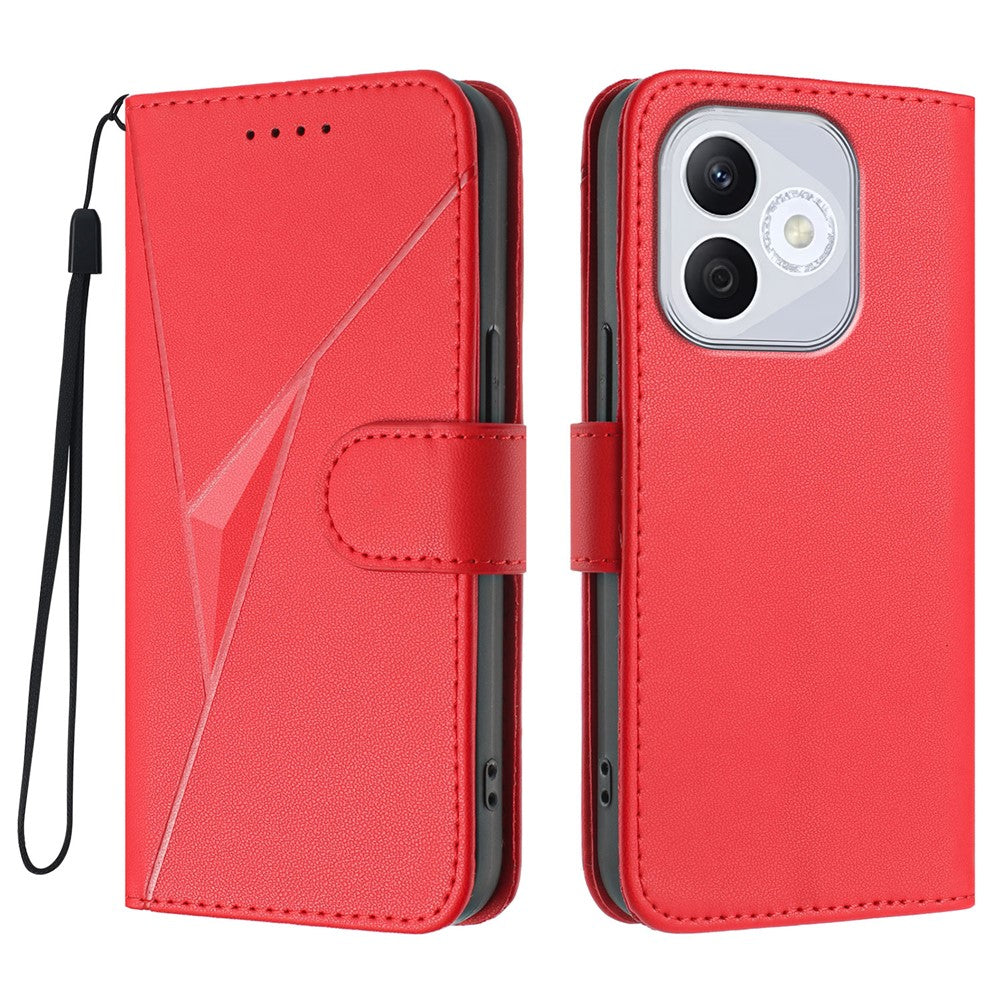 Honor 400 Lite 5G Cover med trekantet mønster i læder og lanyard