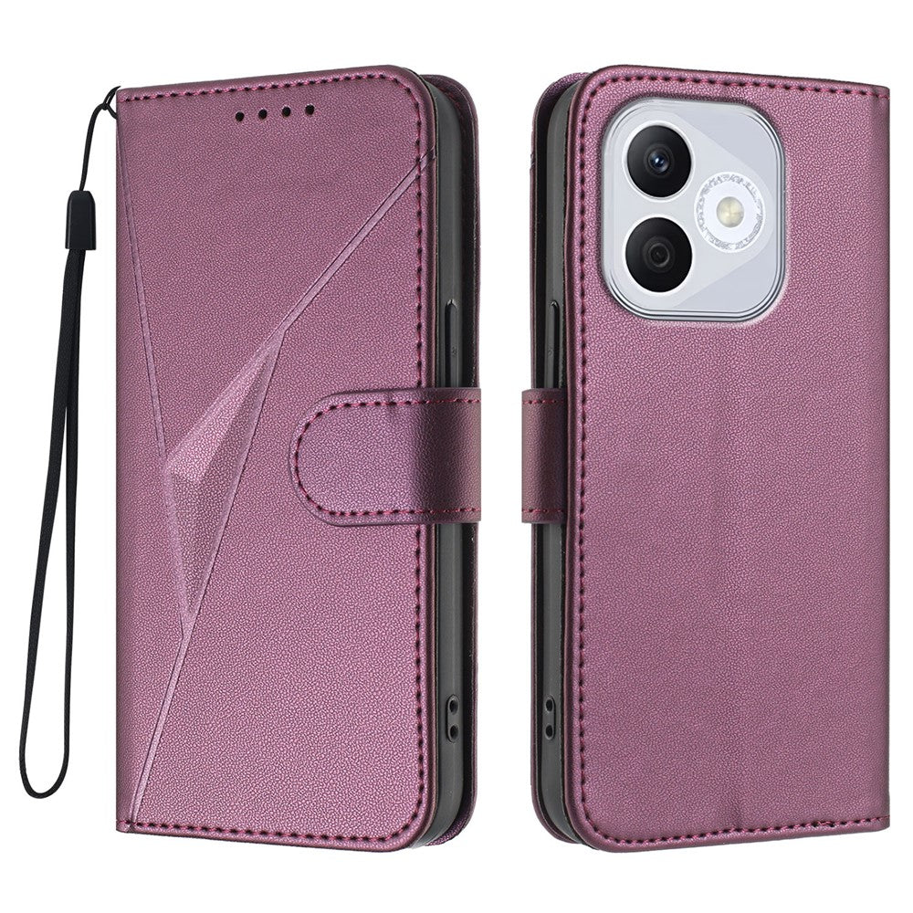 Honor 400 Lite 5G Cover med trekantet mønster i læder og lanyard