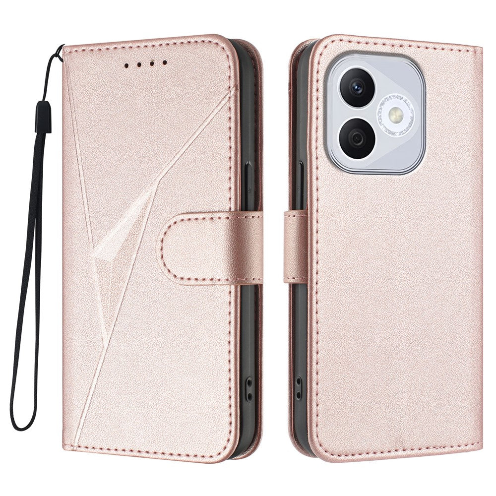 Honor 400 Lite 5G Cover med trekantet mønster i læder og lanyard