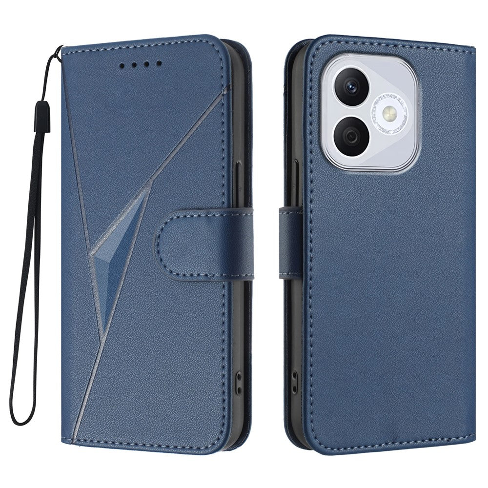 Honor 400 Lite 5G Cover med trekantet mønster i læder og lanyard