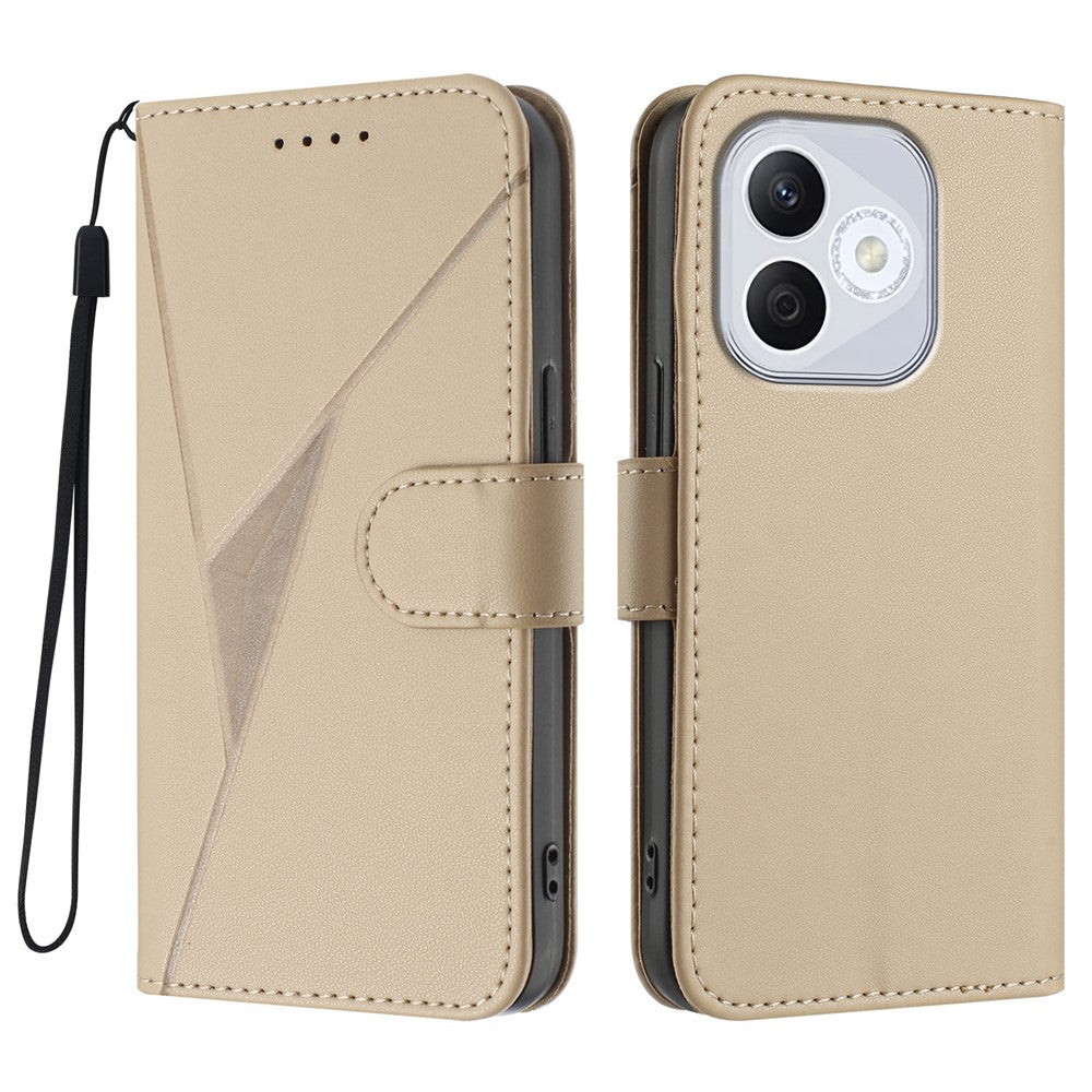 Honor 400 Lite 5G Cover med trekantet mønster i læder og lanyard