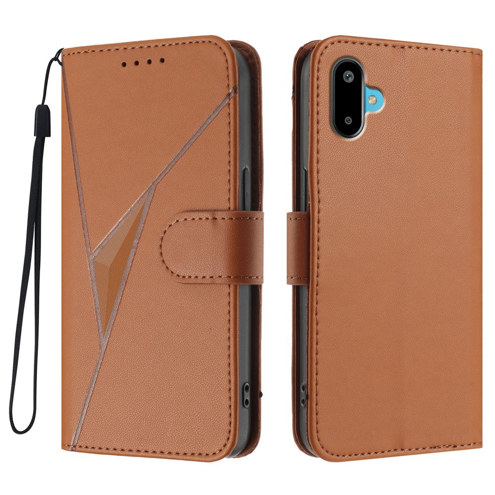 Til Samsung Galaxy M06 5G / Galaxy F06 5G etui Trekant Aftryk Læder Telefoncover med Snor