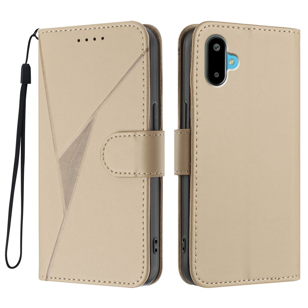 Til Samsung Galaxy M06 5G / Galaxy F06 5G etui Trekant Aftryk Læder Telefoncover med Snor