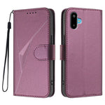 For Samsung Galaxy M16 5G / Galaxy F16 5G Case Triangle Imprint Leather Phone Cover with Lanyard