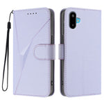 For Samsung Galaxy M16 5G / Galaxy F16 5G Case Triangle Imprint Leather Phone Cover with Lanyard