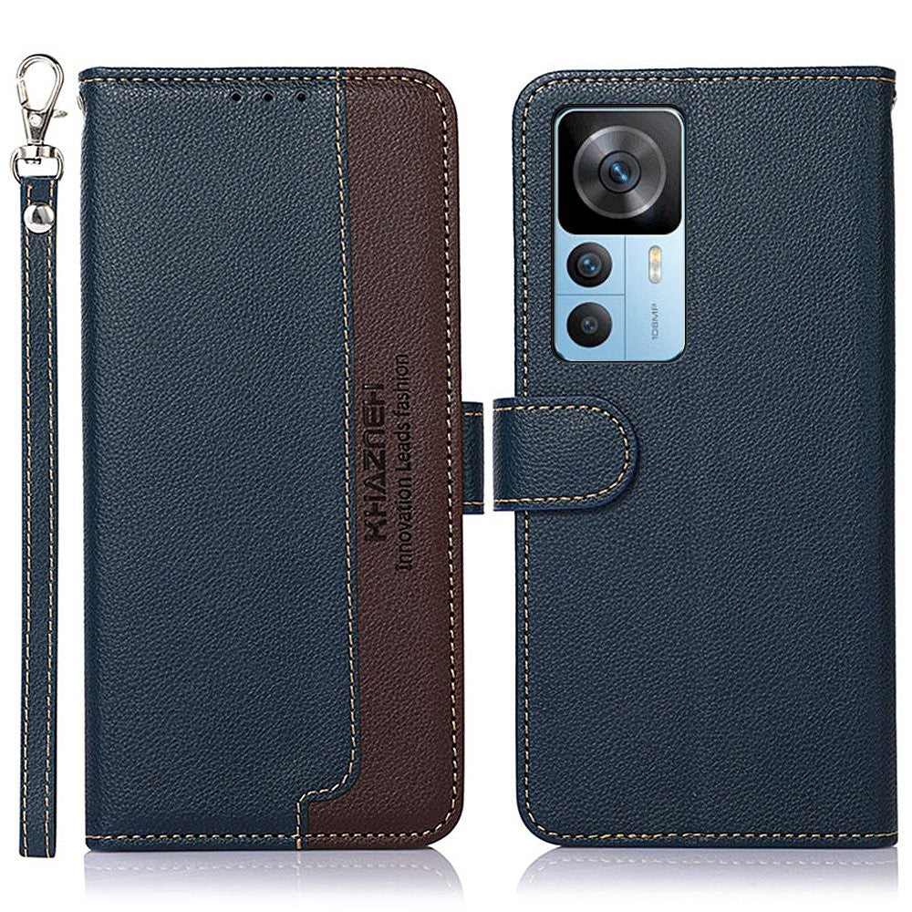 KHAZNEH För Xiaomi 12T 5G / 12T Pro 5G / Redmi K50 Ultra 5G RFID-blockerande Litchitextur PU-läderfodral Stativ Plånbok Folio Flip-fodral