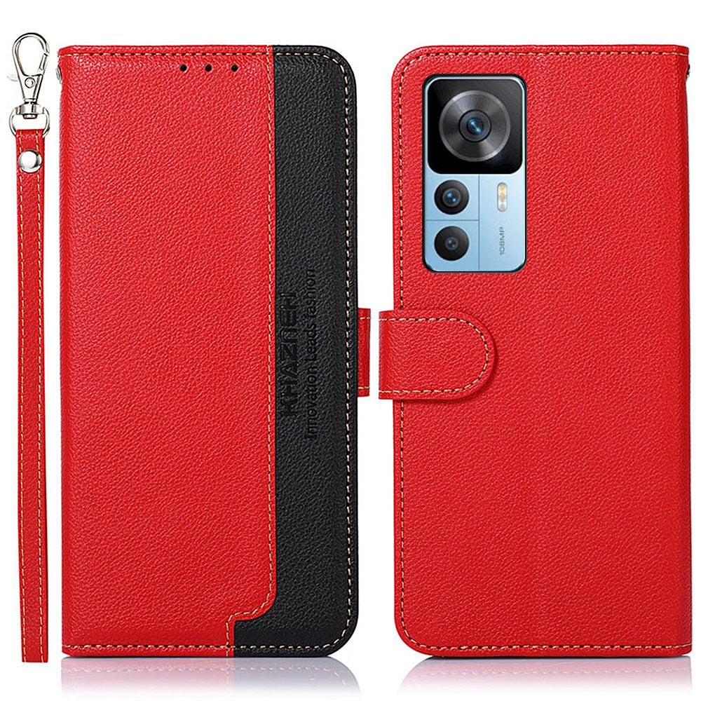 KHAZNEH För Xiaomi 12T 5G / 12T Pro 5G / Redmi K50 Ultra 5G RFID-blockerande Litchitextur PU-läderfodral Stativ Plånbok Folio Flip-fodral