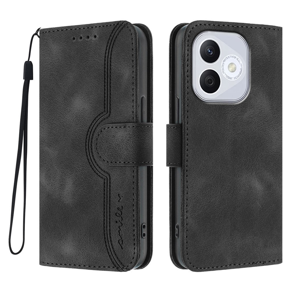 For Honor 400 Lite 5G Læder Cover Pung Stander Smil Præget Telefoncover med Rem