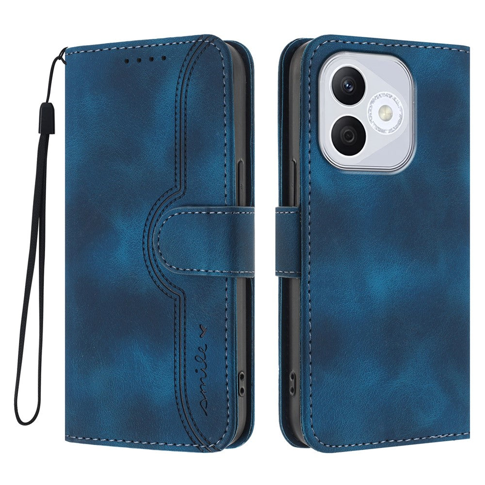 For Honor 400 Lite 5G Læder Cover Pung Stander Smil Præget Telefoncover med Rem