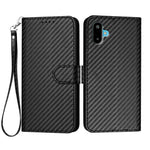 For Samsung Galaxy M06 5G / Galaxy F06 5G Wallet Case with Strap Carbon Fiber Texture Leather Mobile Cover