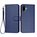 For Samsung Galaxy M06 5G / Galaxy F06 5G Wallet Case with Strap Carbon Fiber Texture Leather Mobile Cover