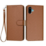 For Samsung Galaxy M06 5G / Galaxy F06 5G Wallet Case with Strap Carbon Fiber Texture Leather Mobile Cover