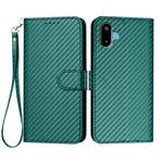 For Samsung Galaxy M06 5G / Galaxy F06 5G Wallet Case with Strap Carbon Fiber Texture Leather Mobile Cover