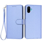 For Samsung Galaxy M06 5G / Galaxy F06 5G Wallet Case with Strap Carbon Fiber Texture Leather Mobile Cover