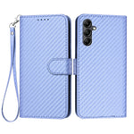 Pung-etui i læder med kulfibertekstur og rem til Samsung Galaxy A15 5G / Samsung Galaxy A15 4G