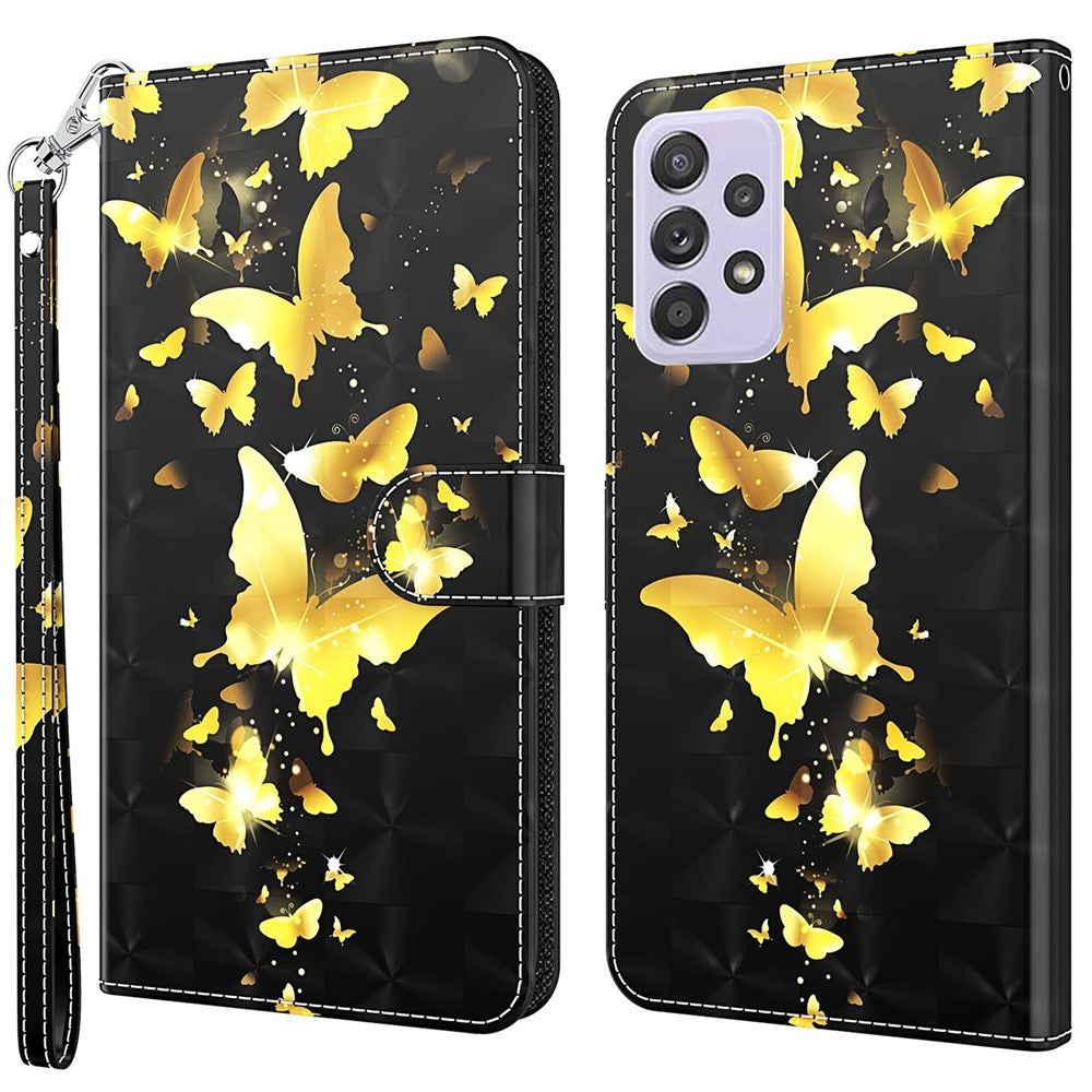 Til Samsung Galaxy A13 4G / 5G 3D-mønsterprint Wallet Telefoncover PU-læder Stand Magnetisk Lukning Cover med Rem