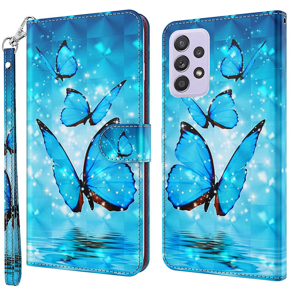 Til Samsung Galaxy A13 4G / 5G 3D-mønsterprint Wallet Telefoncover PU-læder Stand Magnetisk Lukning Cover med Rem